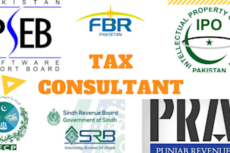 be tax advisor for fbr, secp, pra, pseb income and sales tax