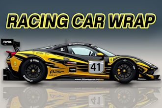 do stunning racing car wrap design, livery, itasha car and vehicle wrap design