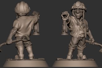 design ttrpg dnd miniature,deliver 3d digital printing stl file,diorama3d,zbrush