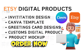 design trending canva digital product for etsy shop with etsy product listing