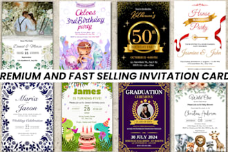 design premium invitation card for any event, canva template mockup for etsy