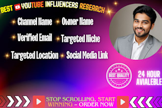 provide the best youtube influencers leads list for your outreach campaigns
