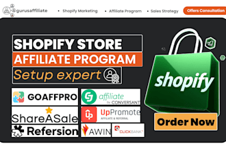 set up shopify store affiliate marketing program cj clickbank shareasale network