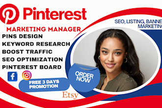 do pinterest marketing, etsy shop promotion, SEO optimized pins and boards