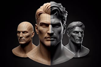 sculpt realistic 3d head, bust, face, and full body characters