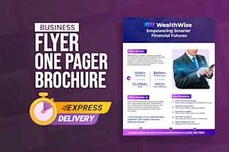 design professional flyer, business one pager and brochure