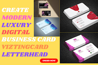 create modern luxury business card digital unique make minimalist and letterhead