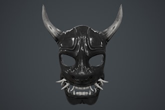design 3d mask, mask, 3d helmet, oni mask, 3d model, cosplay for 3d printing