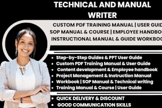 edit, create instructional training manual user guide workbook employee handbook