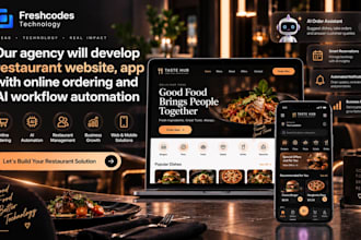 develop restaurant website, app with online ordering and ai workflow automation