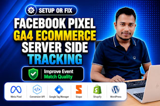 set up facebook pixel, capi, and ga4 server side tracking for shopify
