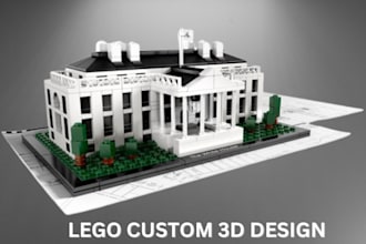 design custom 3d lego model, minifigures decals, moc afol model with manual