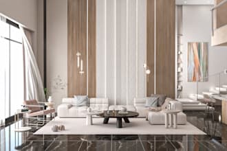 3d render your  livingroom, bedroom and kitchen design