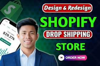 build shopify dropshipping store, shopify store design, shopify website redesign