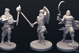 create 3d sculpture model for 3d printing,trpg war game mini figurine,stl,zbrush