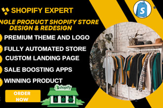 create professional single product shopify store with branded logo