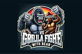do gorilla fight with bear mascot logo for your business