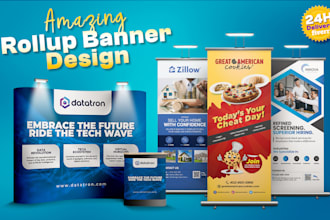 design custom rollup banner, retractable banner, pop up, signage banners