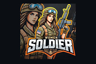 design women soldier mascot logo with a free vector file