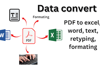 do data convert PDF to excel, word, text, retyping, formating