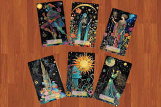 draw tarot card oracle cards zodiac playing card game box illustration art deco