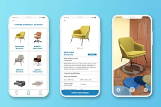 build augmented reality furniture ar app, 3d model product design app