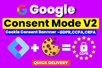 setup consent mode v2, cookie consent banner, google cookie consent v2, gdpr,ga4