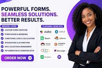 create zuko qwilr basin wpform ninja form cognito form zoho docusign pandadoc va
