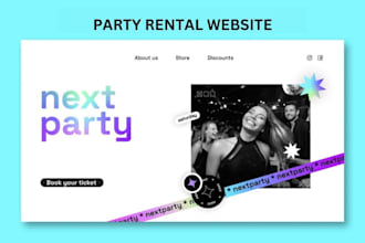 design a custom party rental website photobooth rental and event ticket website