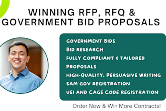 write rfp, rfq proposal, government contract, bid research, winning bid proposal
