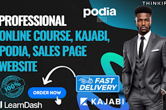 create online course website on kajabi, teachable, thinkific, podia, wordpress