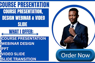 create, edit course presentation, design webinar and video slide