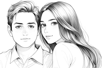 do a memorable couple illustration pencil sketch