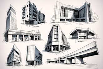 hand draw architecture and urban design sketches