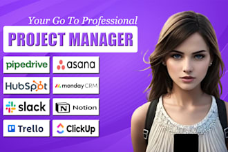 setup your project on trello, monday crm, asana, clickup, pipedrive, slack
