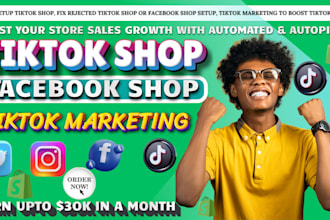 setup manage tiktok shop facebook shop instagram shop shopify dropshipping store
