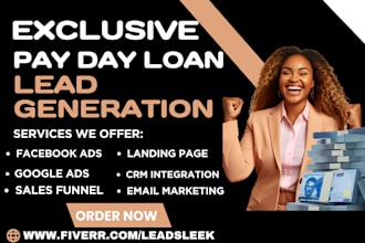 generate payday loan leads via facebook ads business loan website landing page