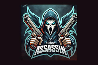 do unique ghost assassin angry mascot logo for your brand
