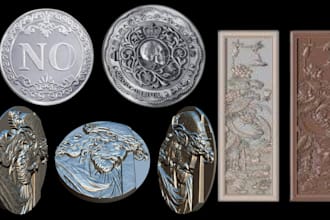 sculpt 3d coin, pendant 3d bas relief cnc relief logo medallion engraving print