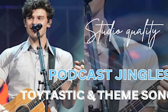 create jingle, theme song, intro outro, audio logo for podcast radio tv business