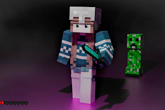 create 1 minecraft render with background in 24 hours