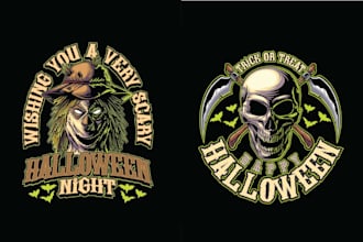 design custom skull dark art horror vector logo