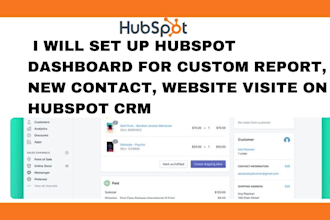 set up hubspot dashboard for custom report, new contact website visit on hubspot