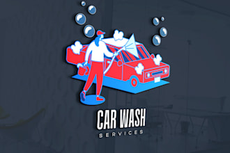 create car , auto, bike, washing logo