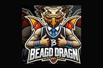do amazing bearded dragon mascot logo with vibrant colors