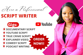 do documentary script, true crime script, script writing youtube video script