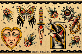 create american traditional tattoo style design