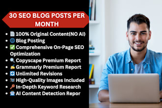 provide monthly SEO with keyword research, onpage and off page optimization