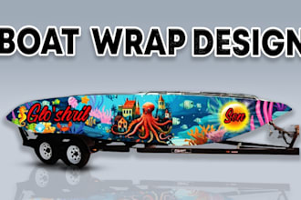 create high level boat wrap design,truck wrap, racing car wrap design  24 hours