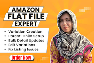 do listing creation, fix variation issues and errors by amazon flat file
